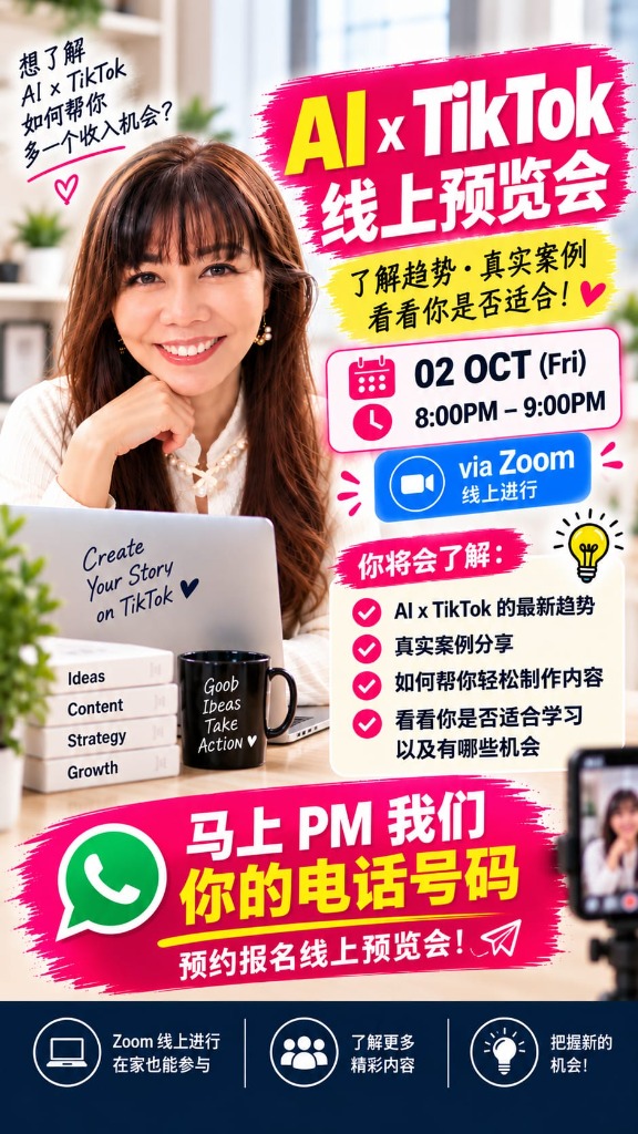 AI x TikTok Online Preview Class Flyer